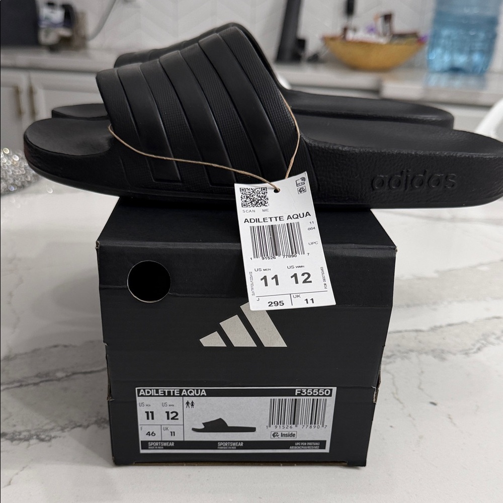 adidas Adilette Aqua Black Slide Sandals